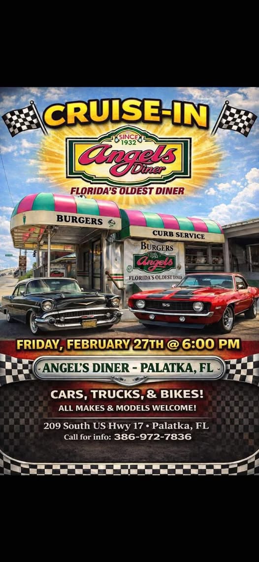 Cruise-in event at Angel's Diner in Palatka, FL on February 27, 2026