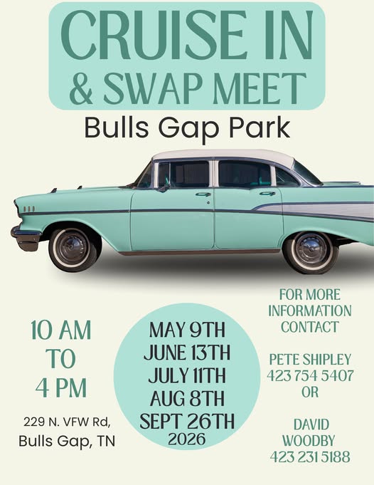 Cruise In & Swap Meet event at Bulls Gap Park in Bulls Gap, TN on May 9, 2026