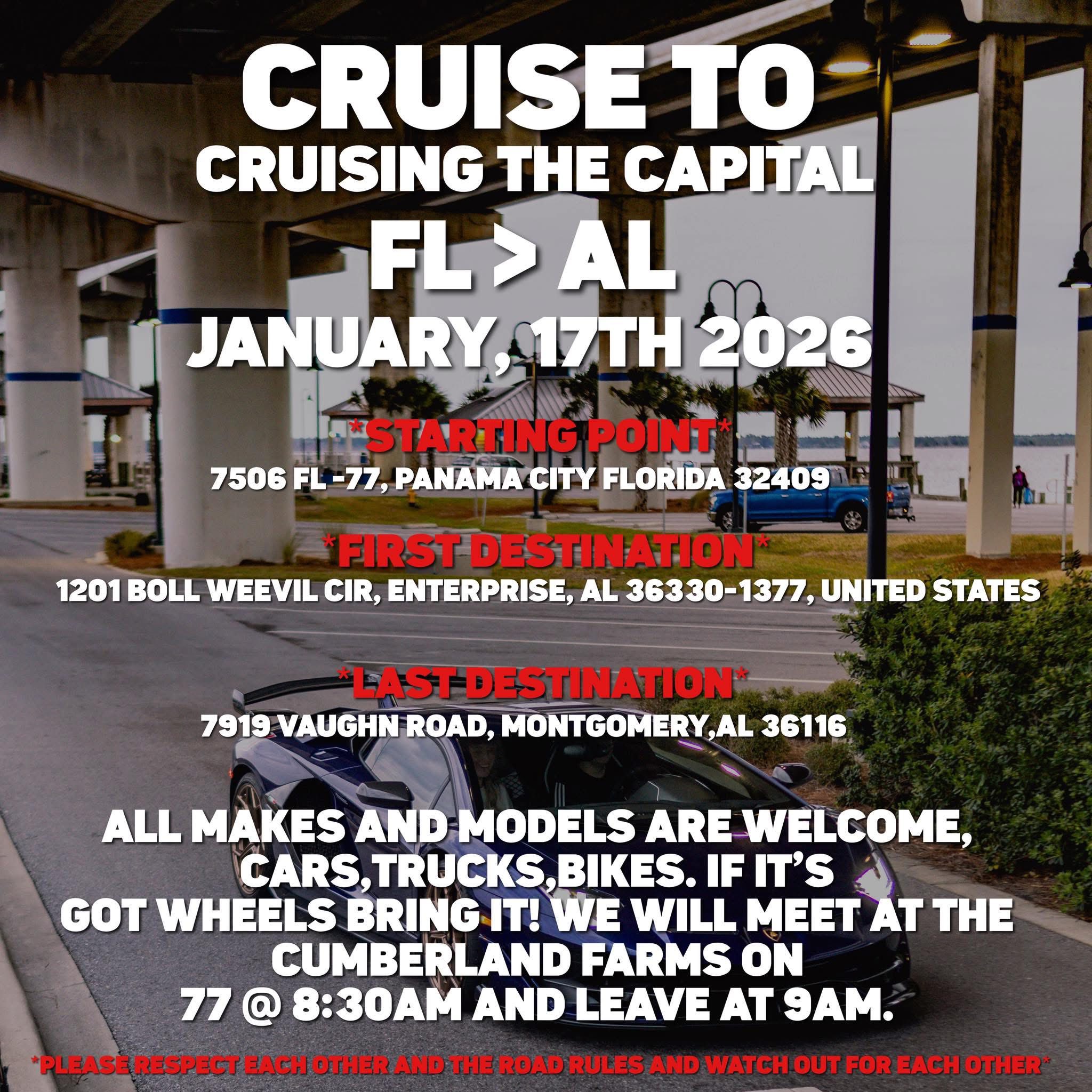 Cruise To Cruising The Capital event at 7506 FL-77 in Panama City, FL on January 17, 2026