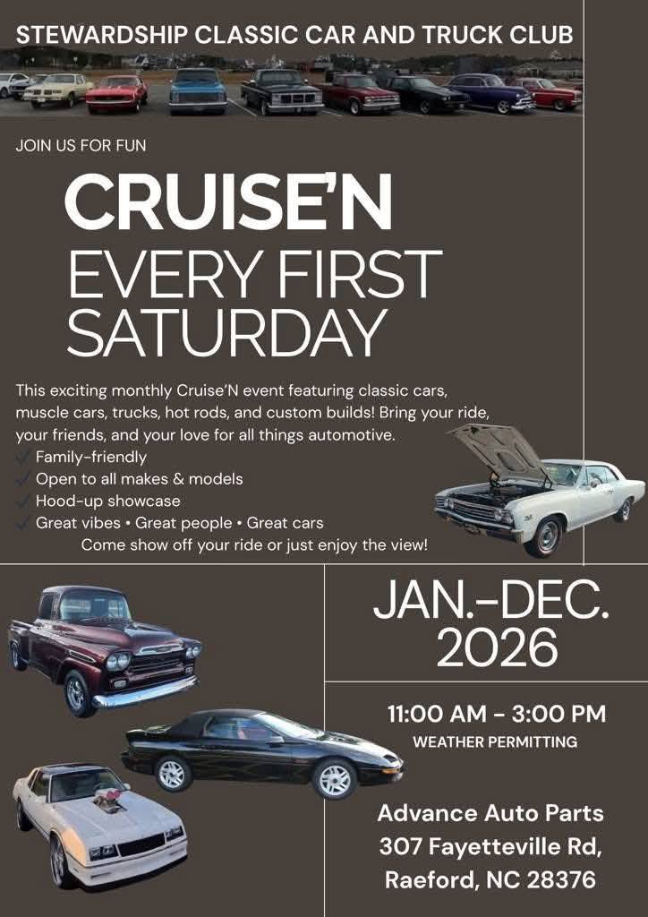 Cruise'N event at Advance Auto Parts in Raeford, NC on January 7, 2026