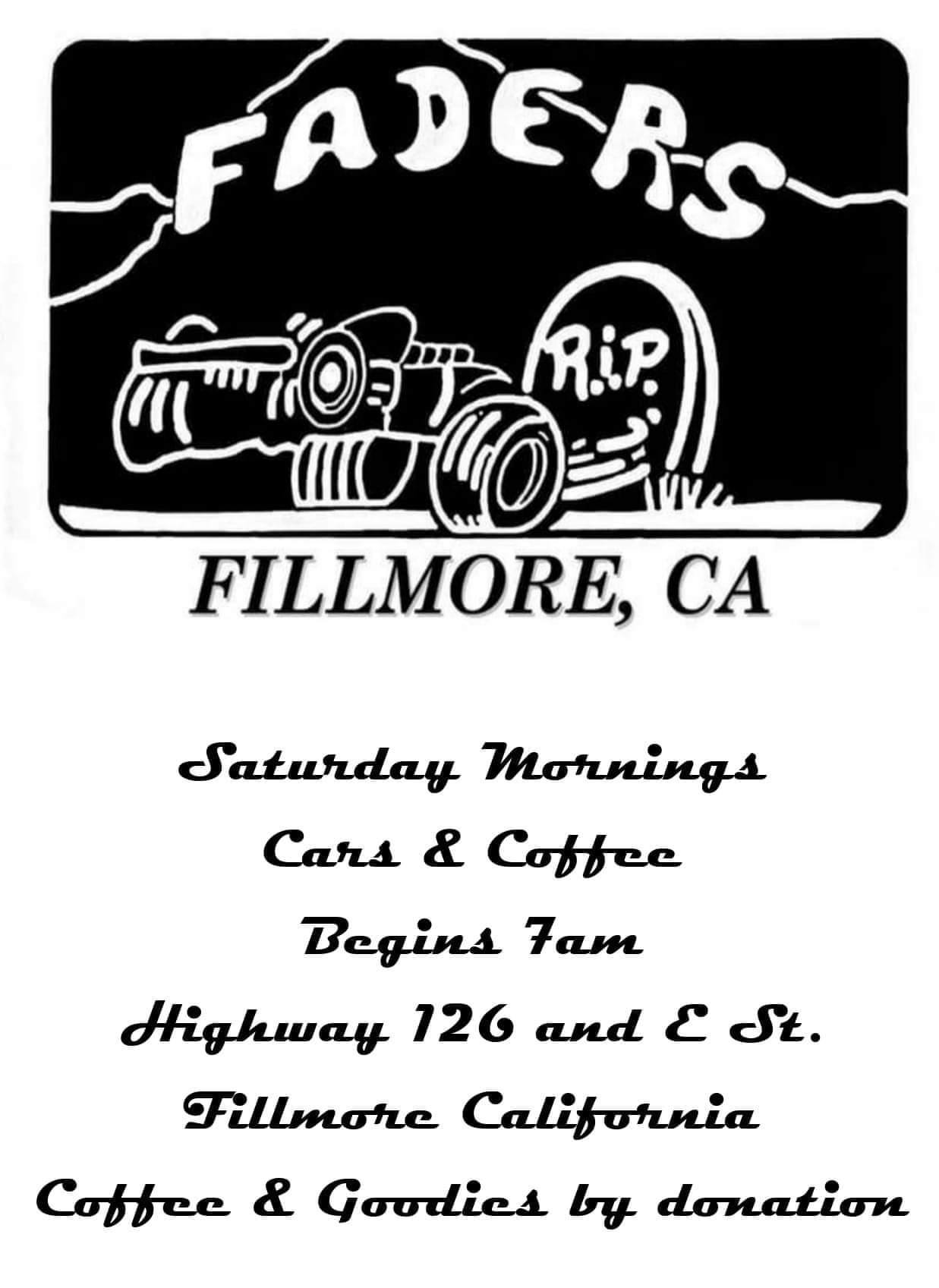 Faders Cars & Coffee event at Highway 126 and E St. in Fillmore, CA on January 17, 2026