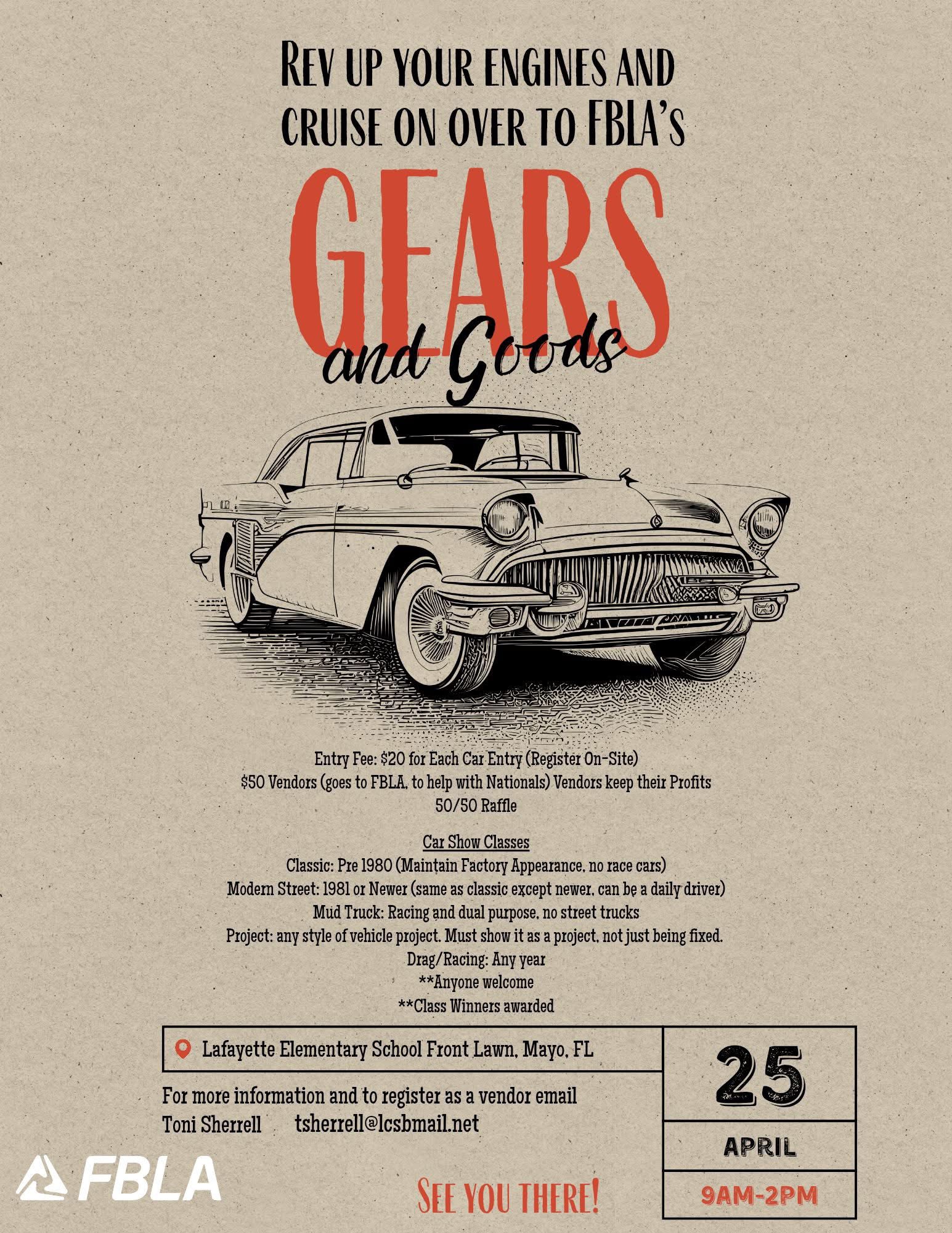 Gears and Goods event at Lafayette Elementary School Front Lawn in Mayo, FL on April 25, 2026
