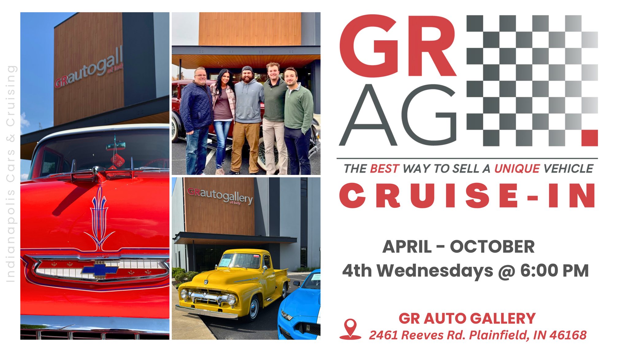 Grag Cruise-in event at GR Auto Gallery in Plainfield, IN on April 22, 2026