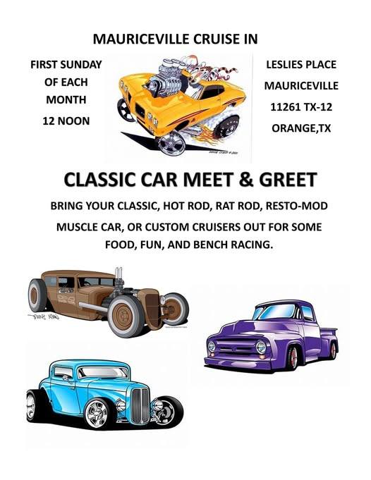 Mauriceville Cruise In event at Leslies Place in Orange, TX on February 1, 2026