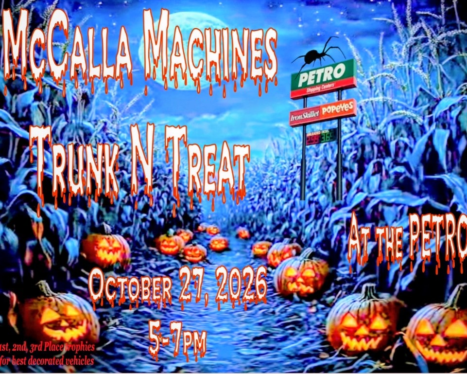 McCalla Machines Trunk N Treat event at 22526 HWY 216 in McCalla, AL on October 27, 2026