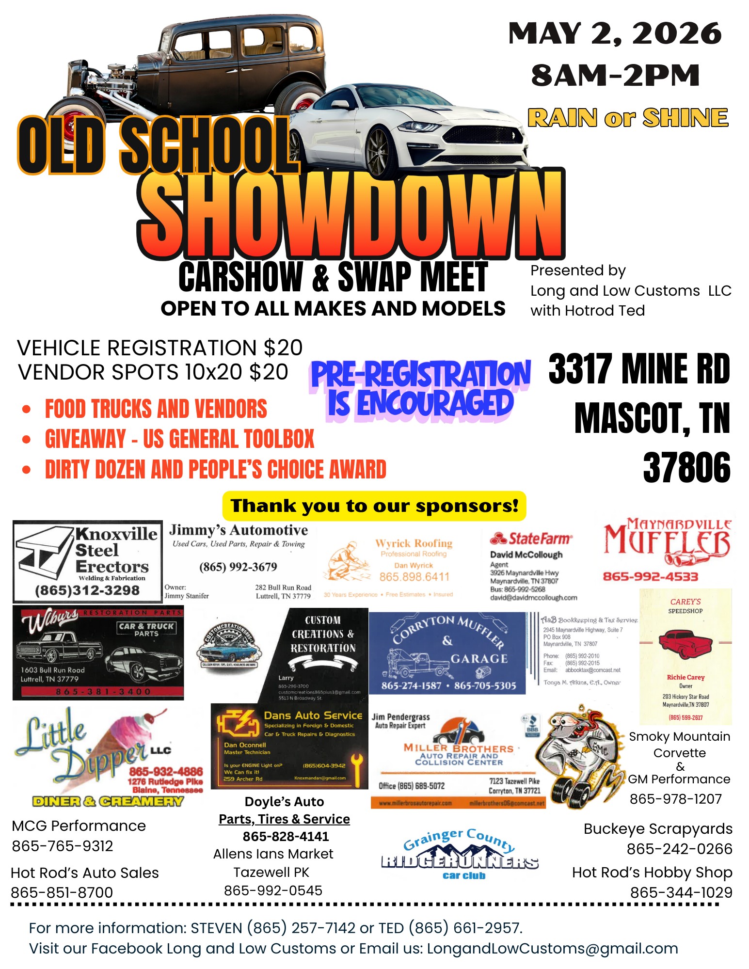 OLD SCHOOL SHOWDOWN CARSHOW & SWAP MEET event at 3317 MINE RD in MASCOT, TN on May 2, 2026