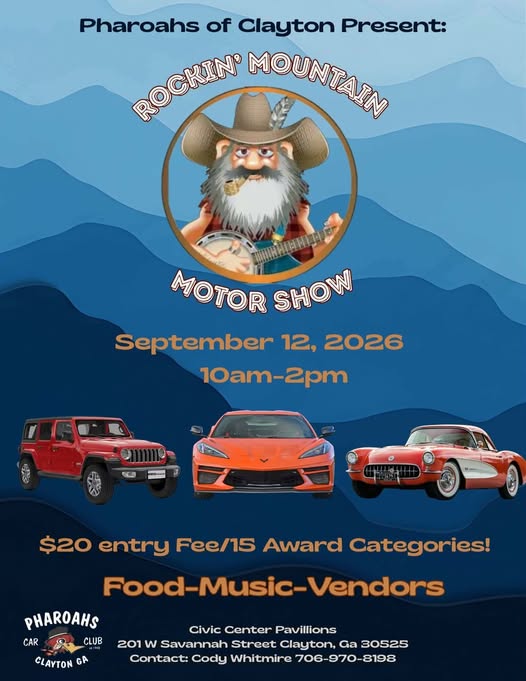 Rockin' Mountain Motor Show event at Civic Center Pavillions in Clayton, GA on September 12, 2026