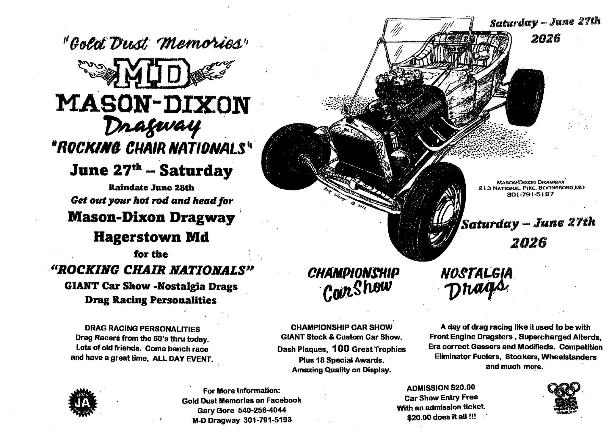 Rocking Chair Nationals event at Mason-Dixon Dragway in Boonsboro, MD on June 27, 2026