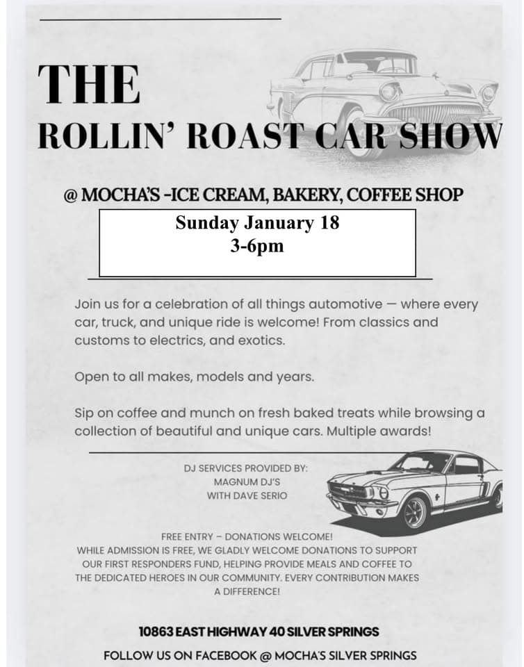 Rollin' Roast Car Show event at 10863 Sr-40 in Silver Springs, FL on January 18, 2026