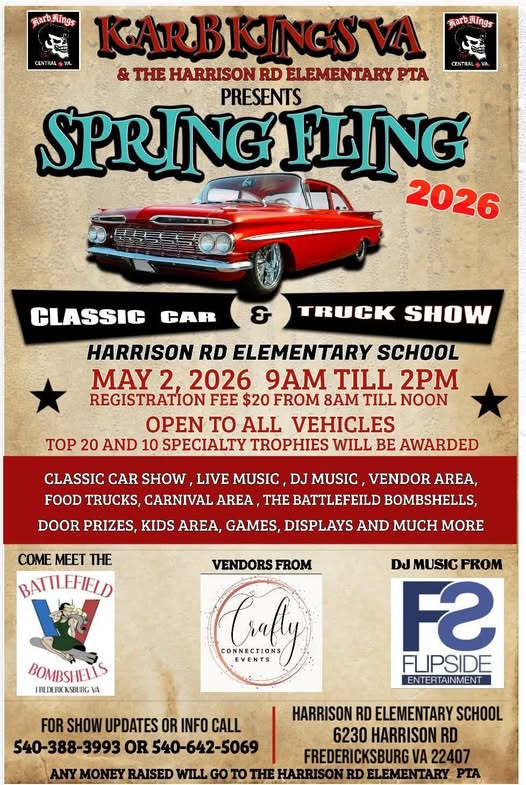 Spring Fling 2026 event at Harrison Rd Elementary School in Fredericksburg, VA on May 2, 2026