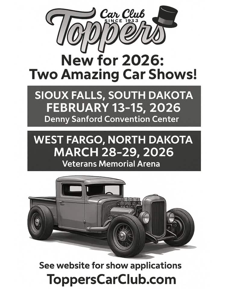 Toppers Sioux Falls Car Show Day 2 event at 1201 N West Ave in Sioux Falls, SD on February 14, 2026