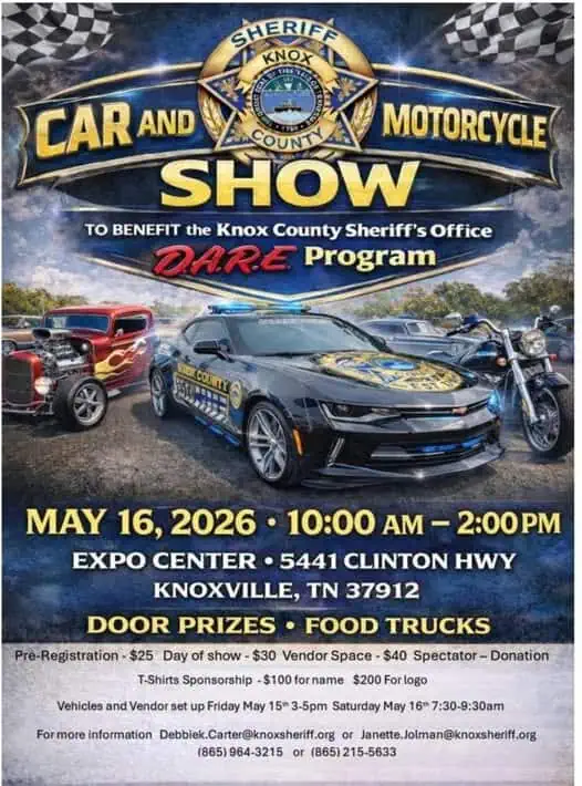 Knox County Sheriff's Office Car and Motorcycle Show event at Expo Center in Knoxville, TN on May 16, 2026