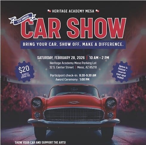 2026 Car Show event at 32 S Center St in Mesa, AZ on February 28, 2026