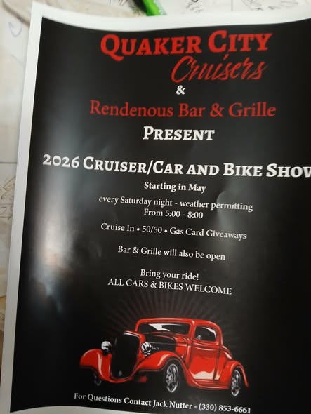 2026 Cruiser/Car and Bike Show event at Rendenous Bar & Grille in Salem, OH