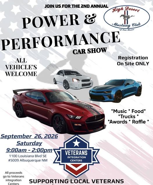 2nd Annual Power & Performance car show event at 1100 Louisiana in Albuquerque, NM on September 26, 2026