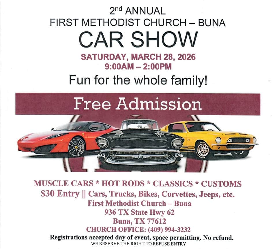 2ns Annual Car Show event at 936 Tx-62 in Buna, TX on March 28, 2026