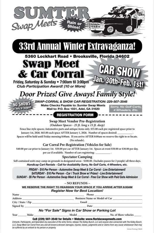 33rd Annual Winter Extravaganza event at 5360 Lockhart Road in Brooksville, FL on January 30, 2026