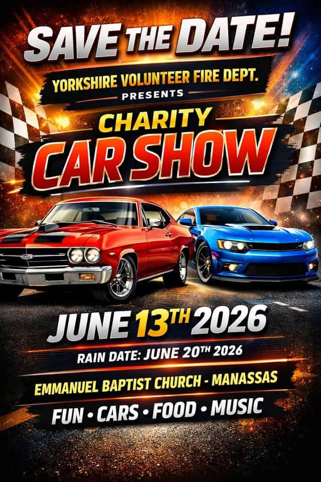 3rd Annual Charity Car Show event at 8006 Centreville Rd in Manassas, VA on June 13, 2026