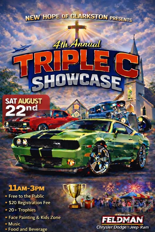 4th Annual Triple C Showcase event at 8643 Sashabaw Road in Village of Clarkston, MI on August 22, 2026