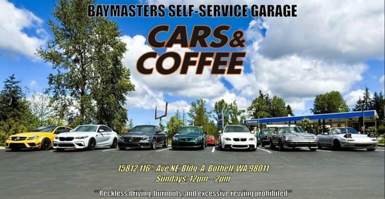 Cars & Coffee @ BayMasters Self-Service Garage car show in Bothell, WA