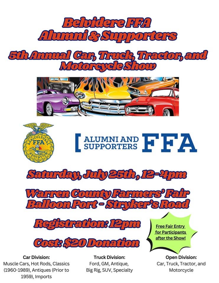5th Annual Car, Truck, Tractor, and Motorcycle Show: Hosted by Belvidere FFA Alumni and Supporters event at 1350 Strykers Rd in Phillipsburg, NJ on July 25, 2026