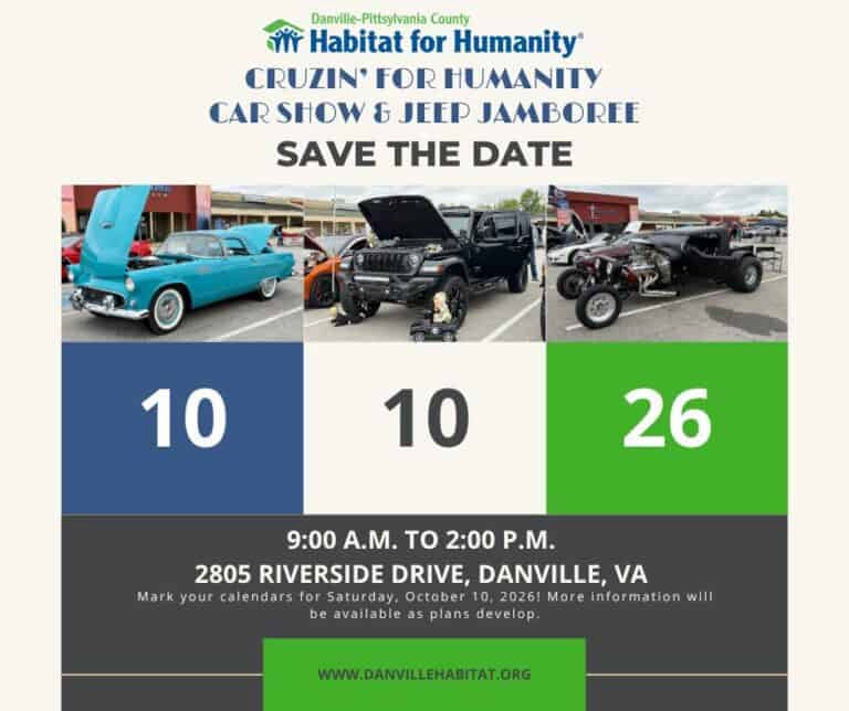 Cruzin’ for Humanity Car Show and Jeep Jamboree car show in Danville, VA