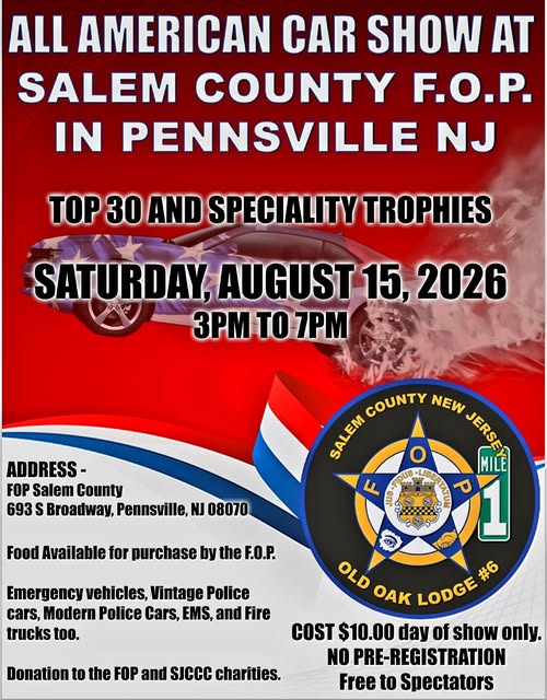 All American Car Show event at FOP Salem County in Pennsville, NJ on August 15, 2026
