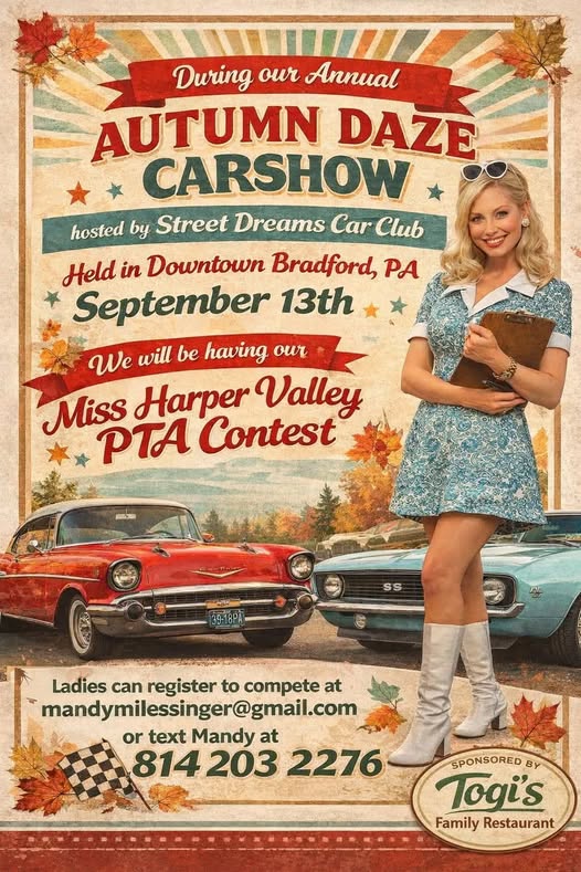 Autumn Daze Carshow event at 82 Main St in Bradford, PA on September 13, 2026