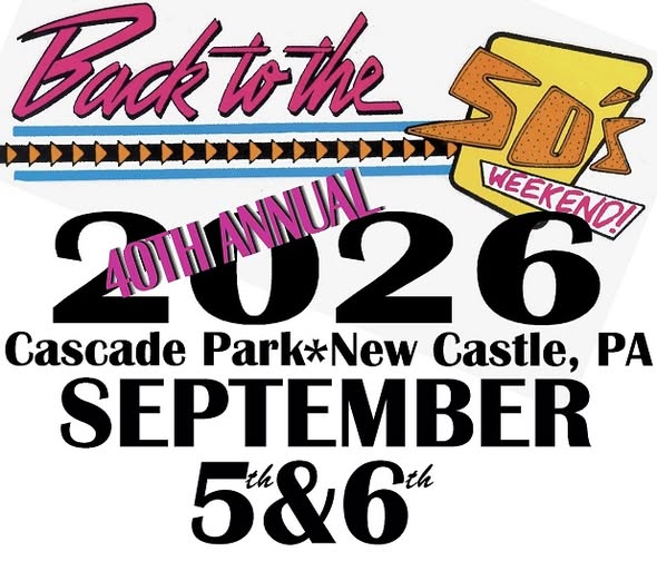 Back to the 50's Weekend event at Cascade Park in New Castle, PA on September 5, 2026
