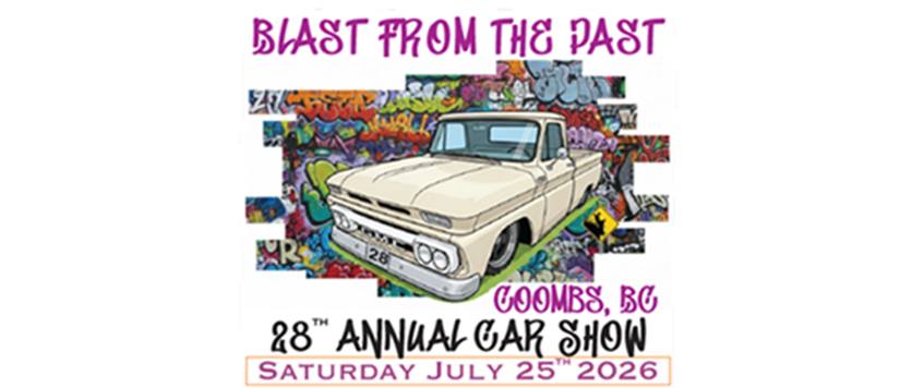 Blast From The Past 28th Car Show event at 1014 Ford Rd in Nanaimo District, BC on July 25, 2026