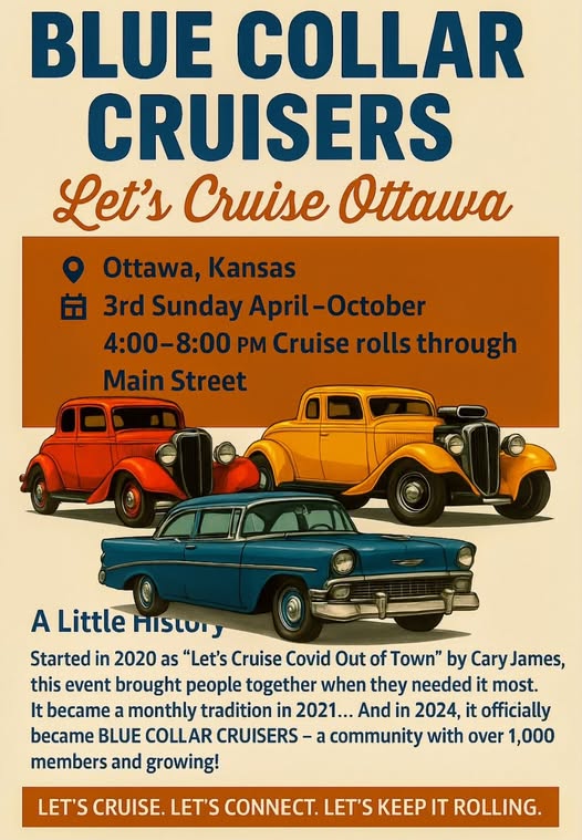 Blue Collar Cruisers event at 201 S Main St, Ottawa in Ottawa, KS on April 19, 2026