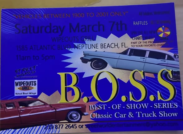 B.O.S.S. event at Wipeouts Grill in Neptune Beach, FL on March 7, 2026