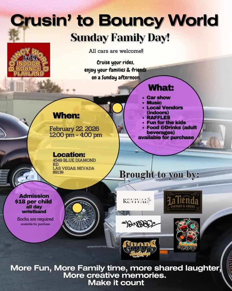 Bouncy World CAR SHOW event at 4549 Blue Diamond Rd in Las Vegas, NV on February 22, 2026