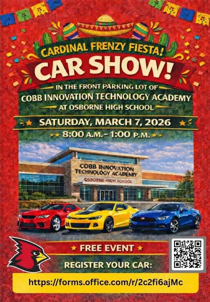 Cardinal Frenzy Fiesta Car Show & Community Block Party event at 2451 Favor Road in Marietta, GA on March 7, 2026
