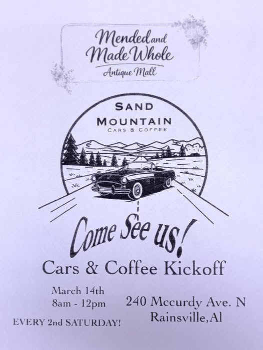 Cars & Coffee Kickoff event at Sand Mountain in Rainsville, AL on March 14, 2026