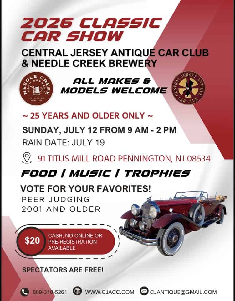 Classic Car Show at Needle Creek Farm Brewery event at 91 Titus Mill Rd in Pennington, NJ on July 12, 2026