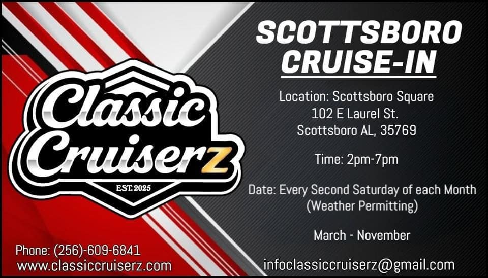 CLASSIC CRUISERZ | FIRST ANNUAL 2026 CRUISE-IN | SUPERHERO THEME event at 102 E Laurel St in Scottsboro, AL on March 14, 2026