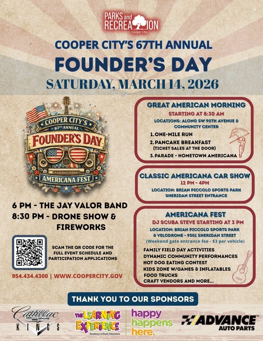 Cooper City's 67th Annual Founder's Day event at Brian Piccolo Sports Park in Cooper City, FL on March 14, 2026