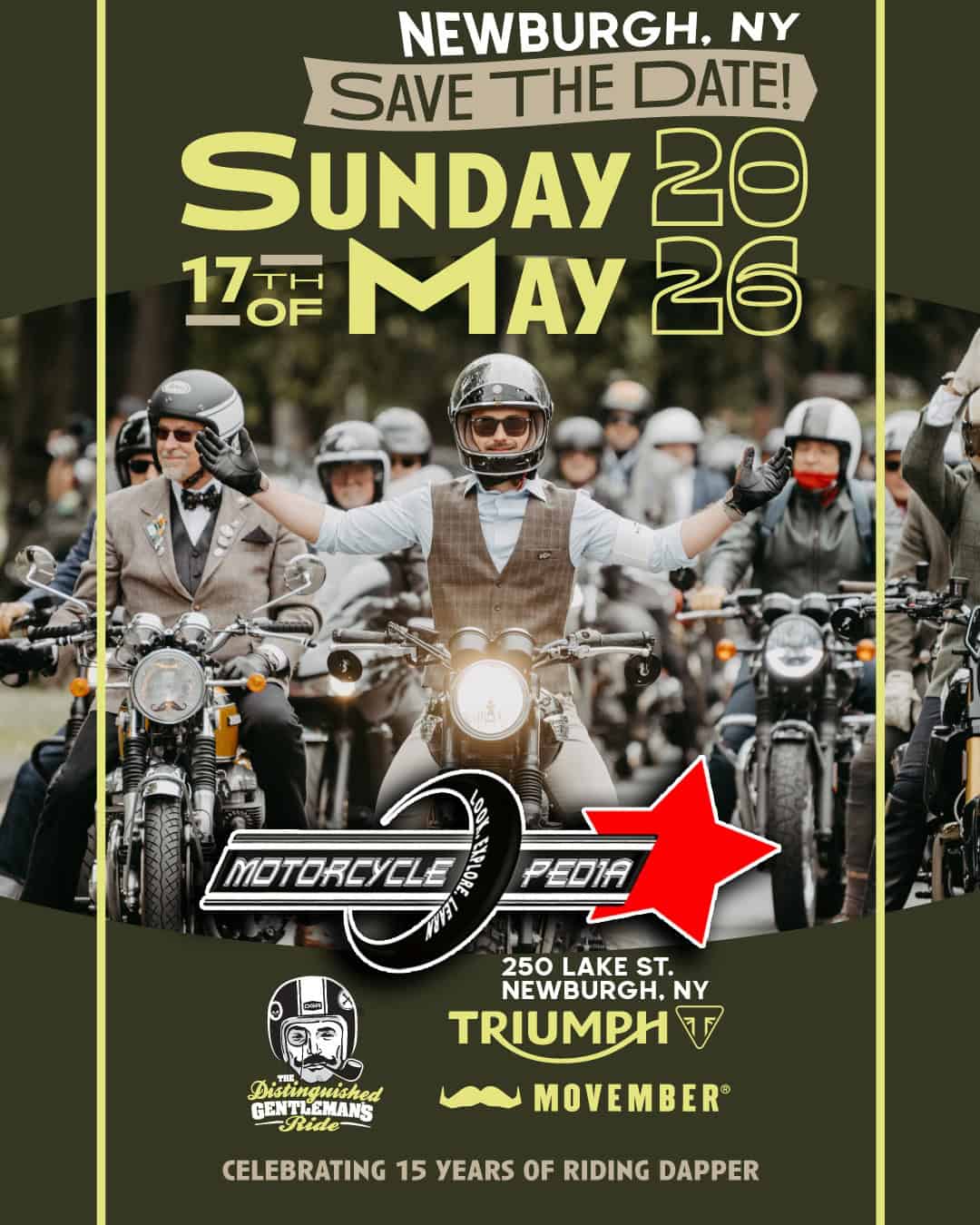 Distinguished Gentleman's Ride- Motorcyclepedia event at Motorcyclepedia in Newburgh, NY on May 17, 2026