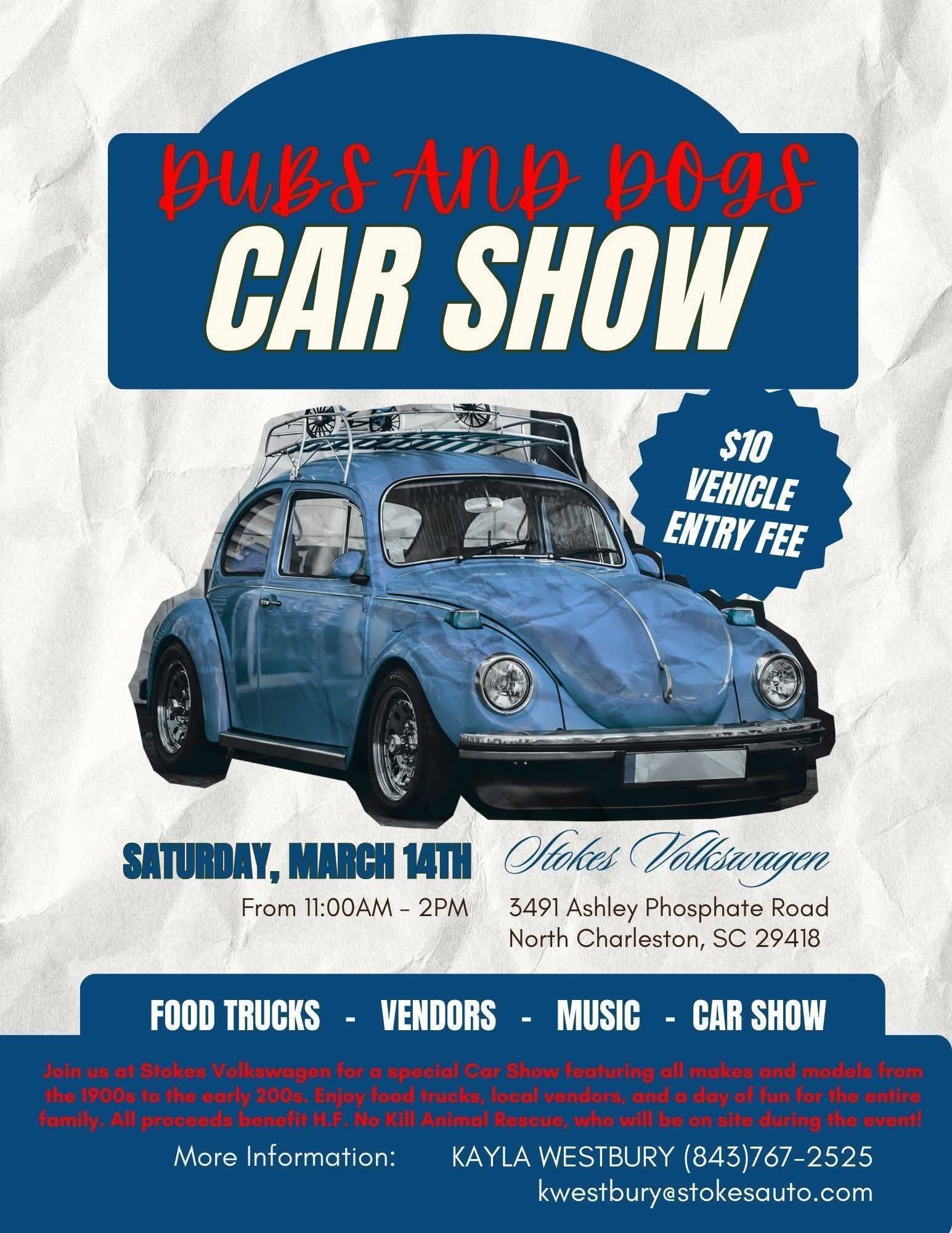 Dubs and Dogs Car Show event at Stokes Volkswagen in North Charleston, SC on March 14, 2026