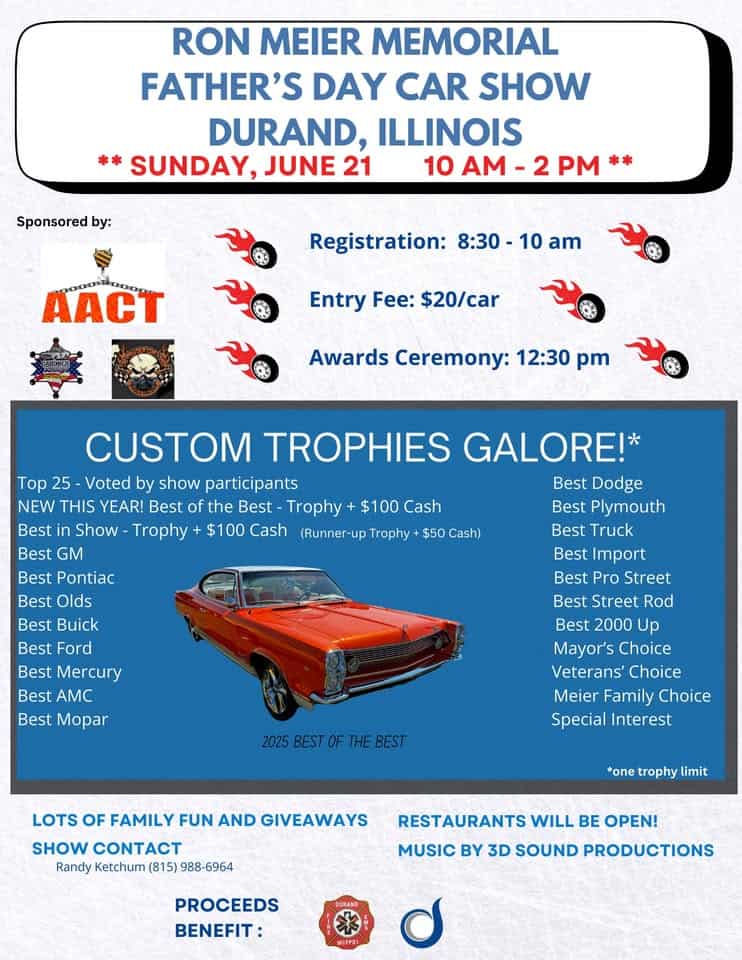 Durand Father's Day Car Show on the Square event at 411 N Center St in Durand, IL on June 21, 2026