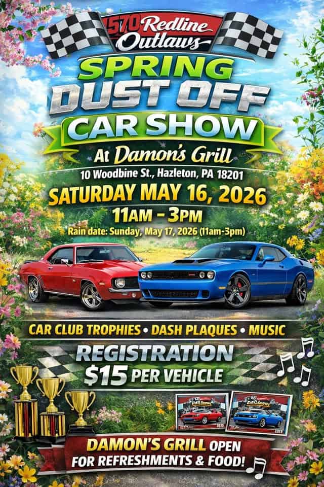 Dust off car show event at 10 Woodbine Street in Hazleton, PA on May 16, 2026