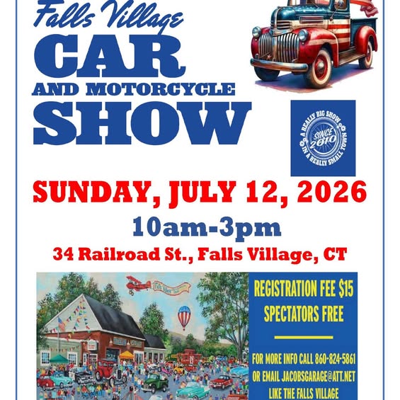 Falls Village Car and Motorcycle Show event at 34 Railroad St. in Falls Village, CT on July 12, 2026