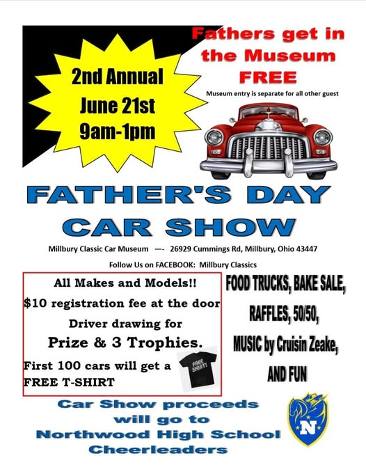 Father�s Day Car Show event at Millbury Classic Car Museum in Millbury, OH on June 21, 2026