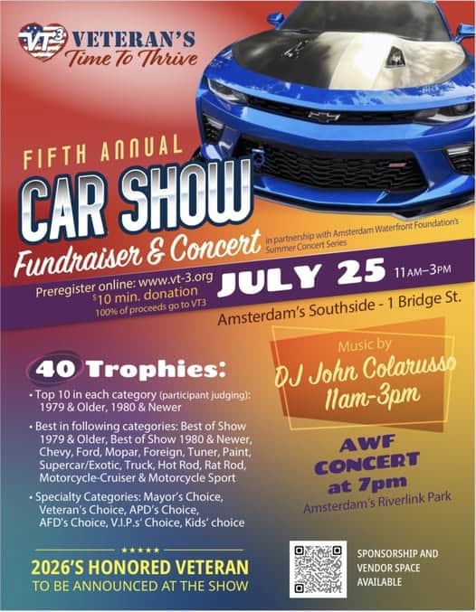 Fifth Annual Car Show Fundraiser & Concert event at Amsterdam's Southside in Amsterdam, NY on July 25, 2026