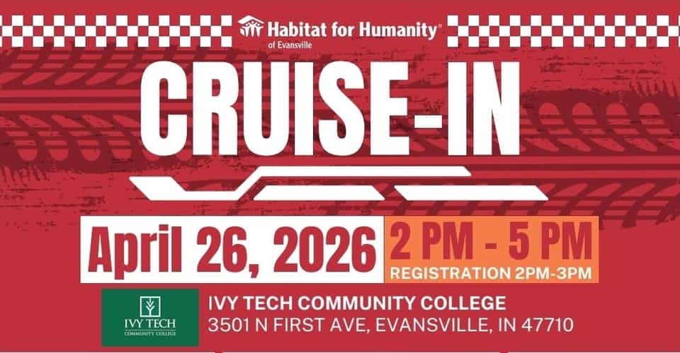 Habitat for Humanity Cruise-In event at Ivy Tech Community College Evansville in Evansville, IN on April 26, 2026