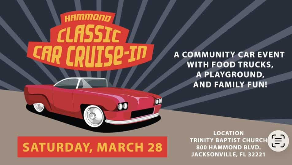 Hammond Classic Car Cruise-In event at Trinity Baptist Church in Jacksonville, FL on March 28, 2026