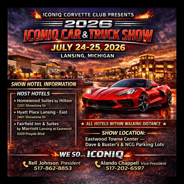 ICONIQ Car & Truck Show event at Eastwood Towne Center in Lansing, MI on July 24, 2026
