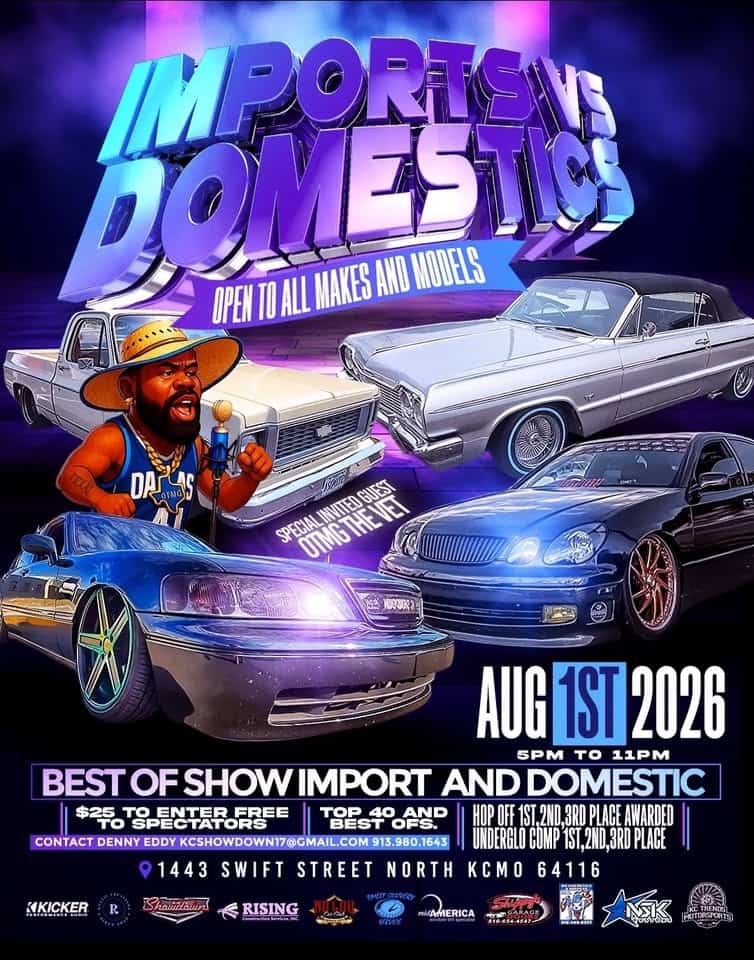 Imports vs Domestics 2026 event at 1443 Swift Street in North Kansas City, MO on August 1, 2026