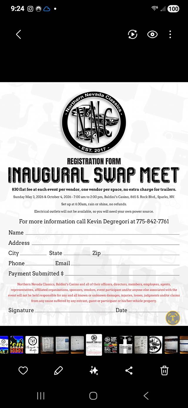 Inaugural Swap Meet event at Baldini's Casino in Sparks, NV on May 3, 2026